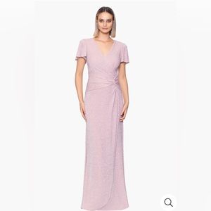 XSCAPE Metallic Flutter-Sleeve Gown COLOR ROSE SIZE 14